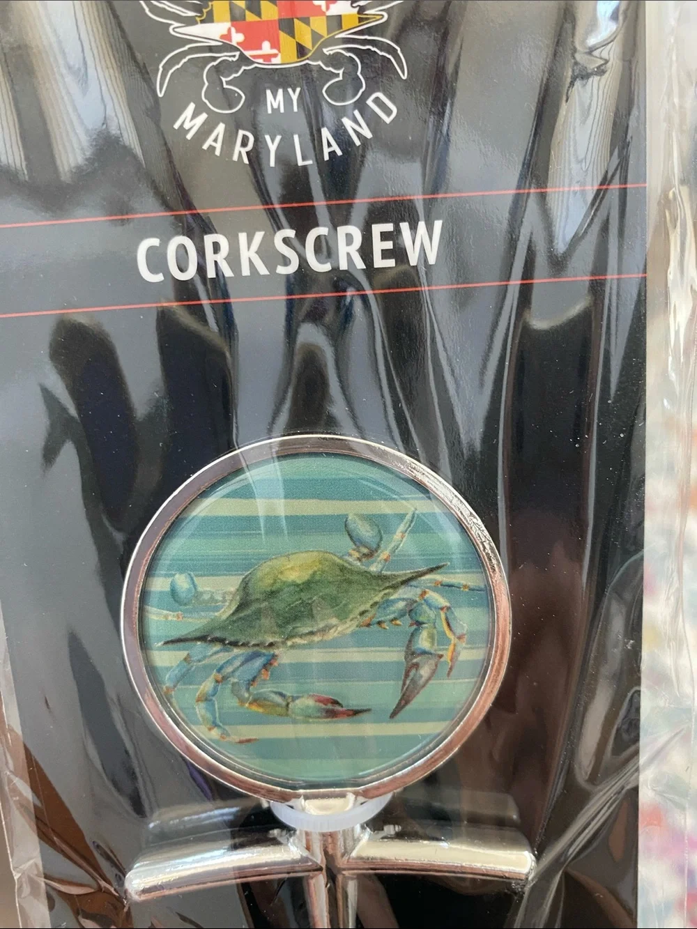 Maryland Crab Corkscrew - Green & Blue Crab Design